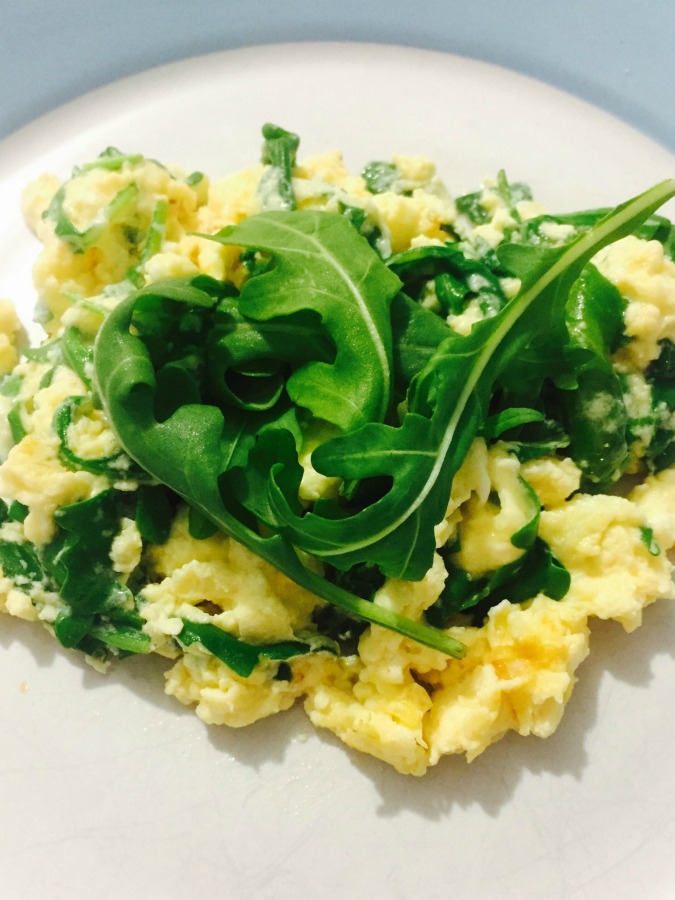 9 easy meals to whip up in the kitchen when you’re feeling tired cheesy-rocket-scramble