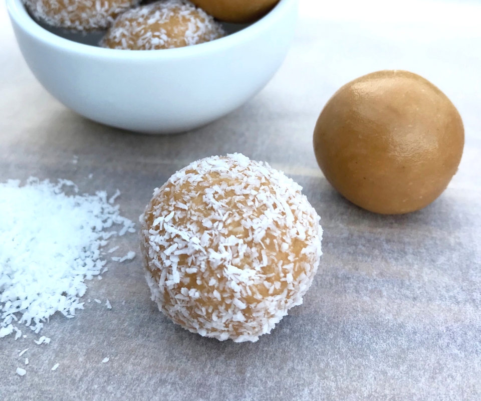 Four ingredient honey and coconut bliss balls