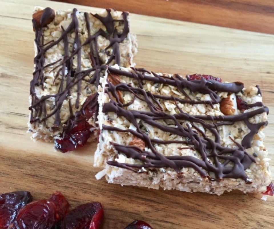 Mixed spice, cranberry and almond muesli slice
