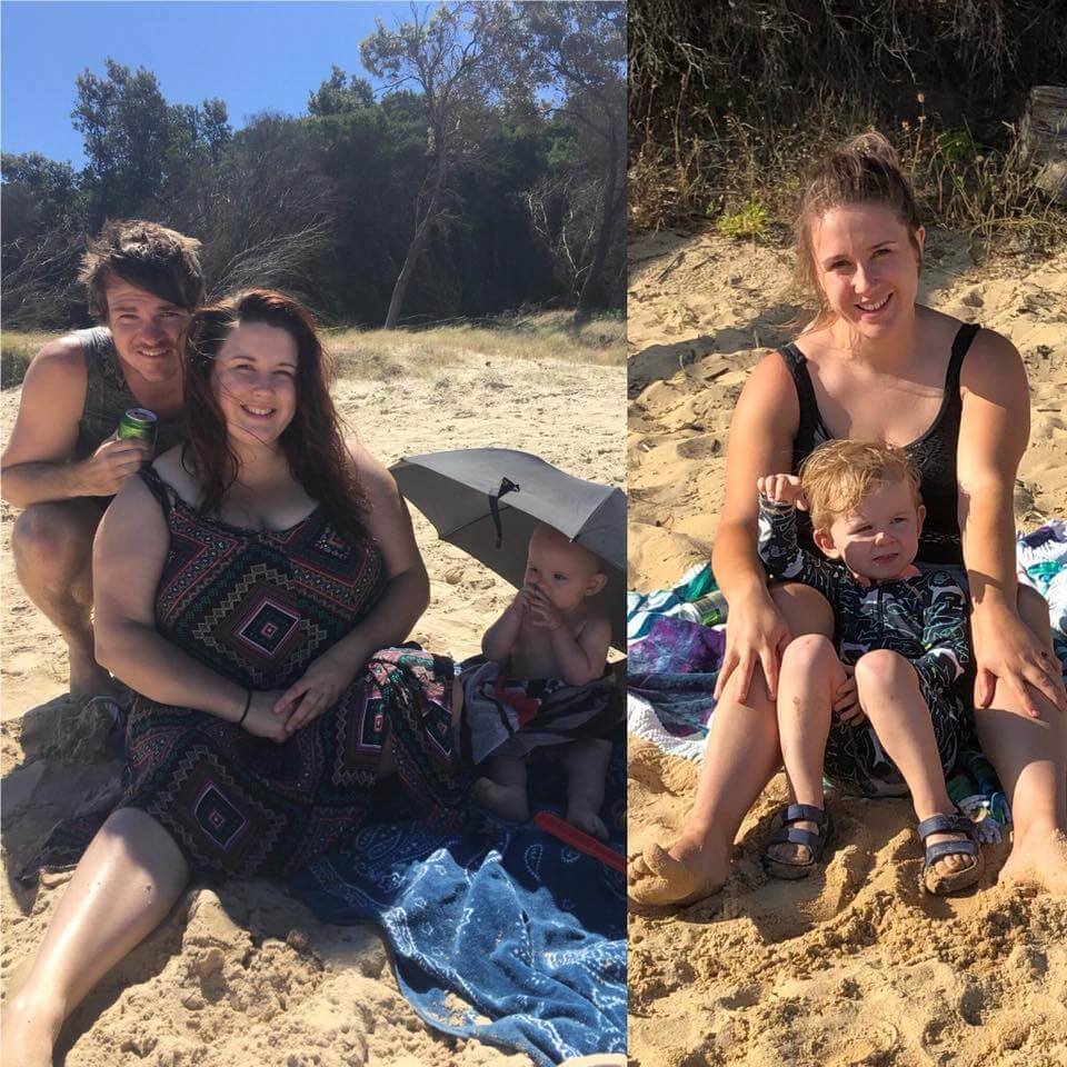 Shantelle van der Leeuw on beach before and after