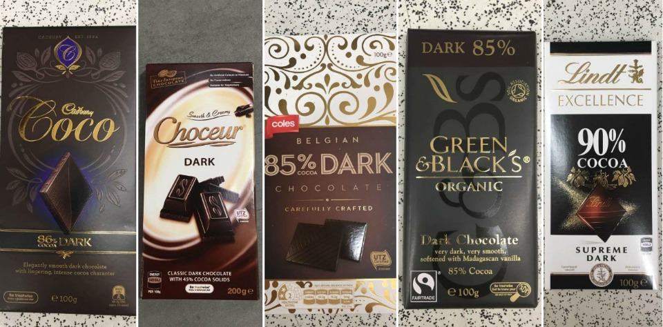 dark chocolate blocks