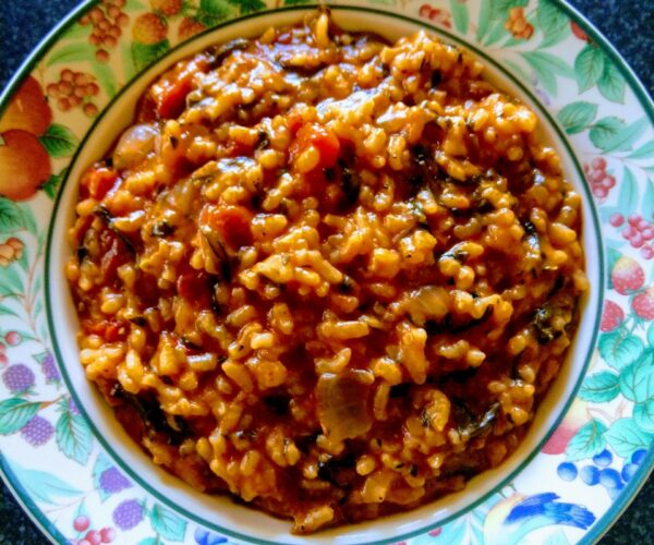 Italian tomato and spinach risotto