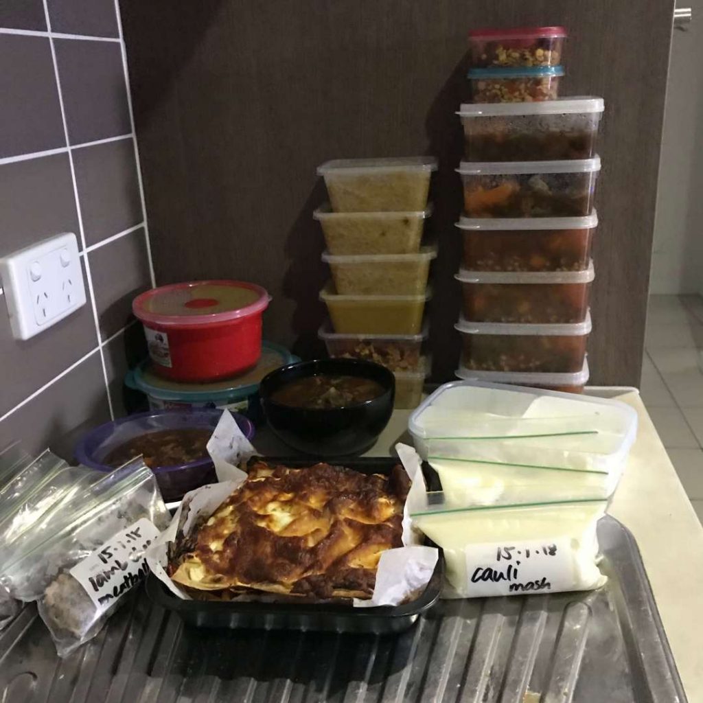 Meal prep with portions in containers to store