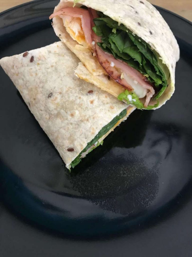 Poached Egg and Ham Wrap 