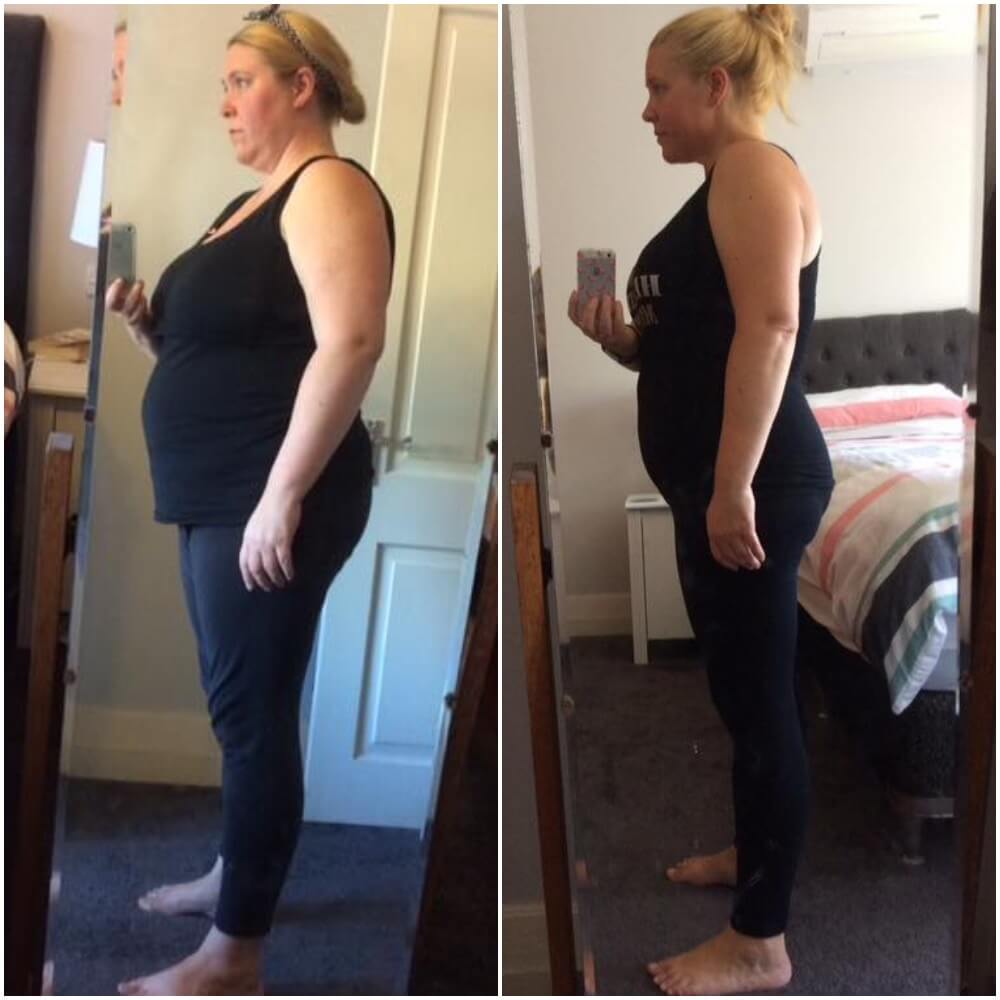 This mum makes mini goals of losing 5kg on the scales each month which has led to 14kg loss Melinda Fitzgerald before and after