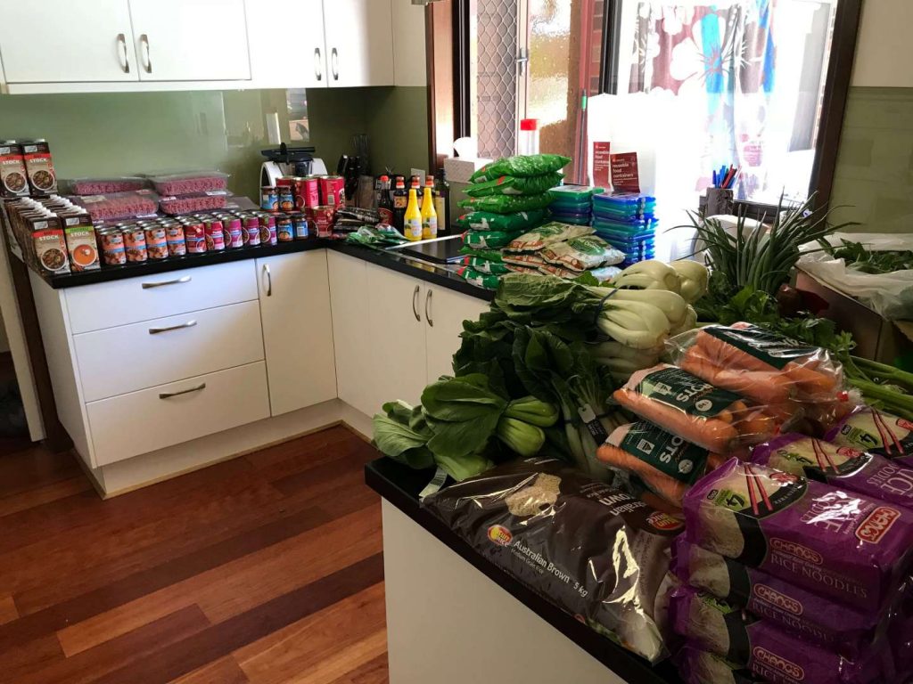 Ingredients laid out in the kitchen