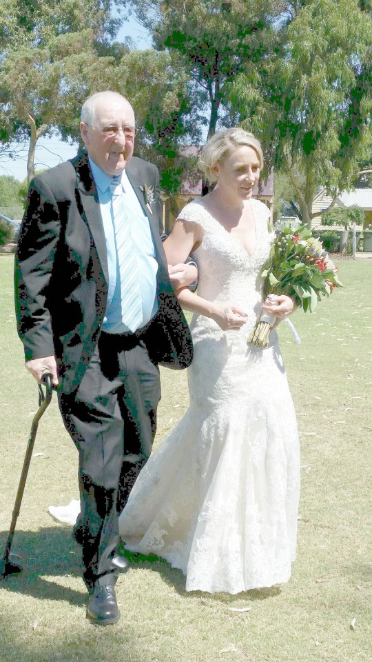 Mum was able to walk down the aisle with her sick dad after receiving wedding dress gift