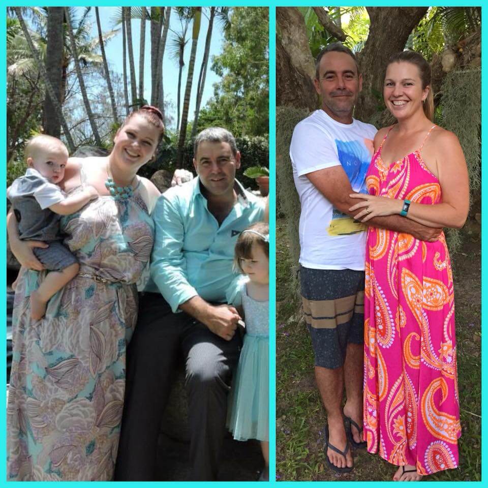 Samantha and her husband before and after weight loss