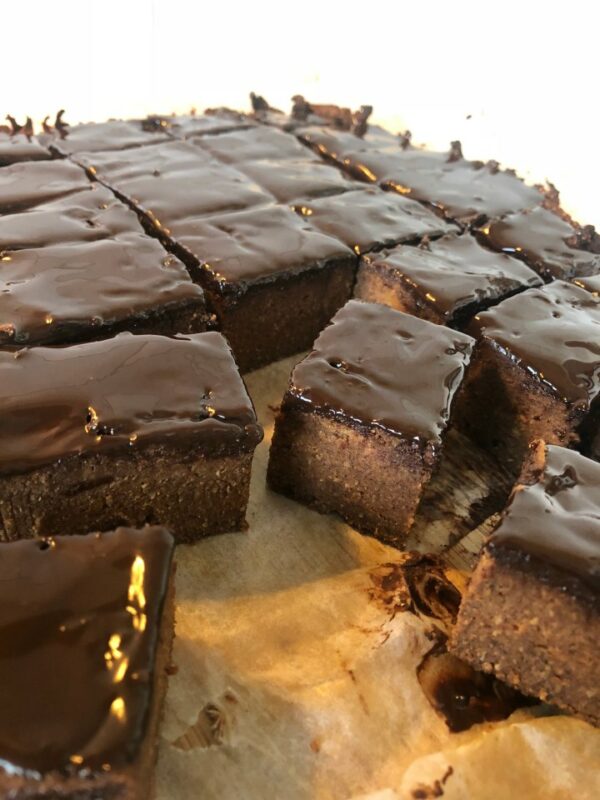 Fudgy sugar free sweet potato brownies with chocolate icing