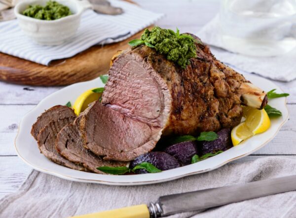 Roast Lamb With Mint Pesto