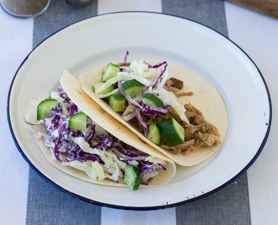 Slow Cooked Seasoned Pork with Crunchy Salad