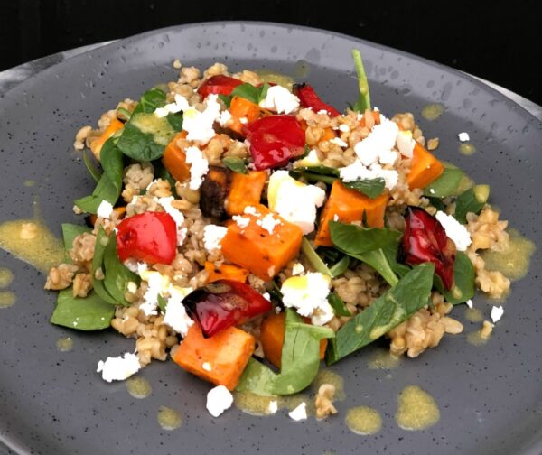 Roasted Sweet Potato, Feta and Freekeh Salad 