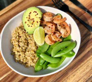 Chilli Prawn and Avocado Macro Bowl