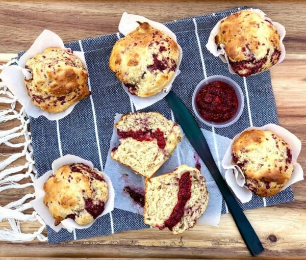 Raspberry Chia Seed Jam Muffins