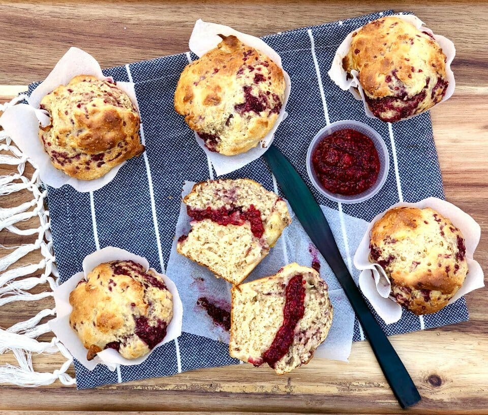 Low Fat Raspberry Chia Seed Jam Muffins 