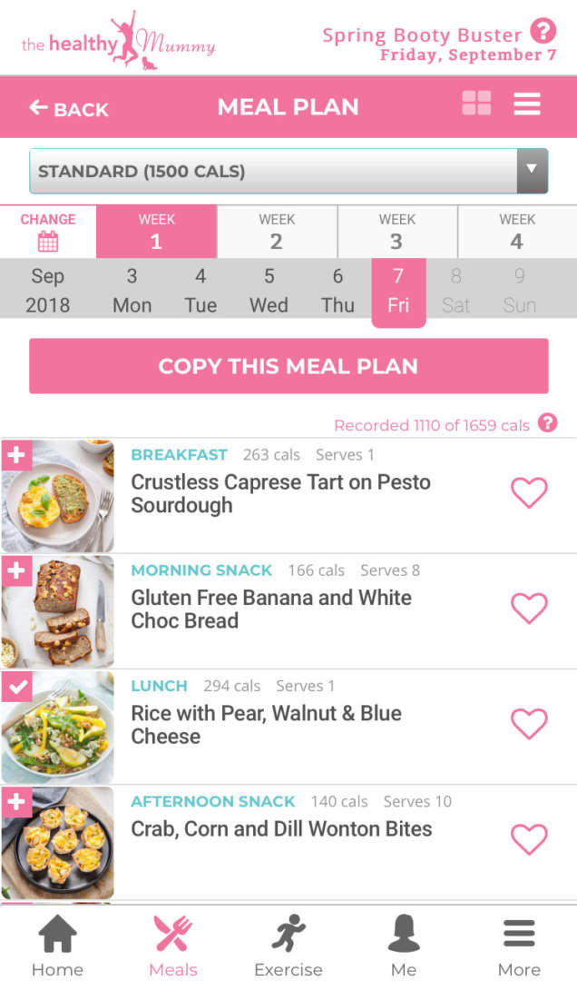 New look meal plan - view a day at a time and easily click to other days or weeks