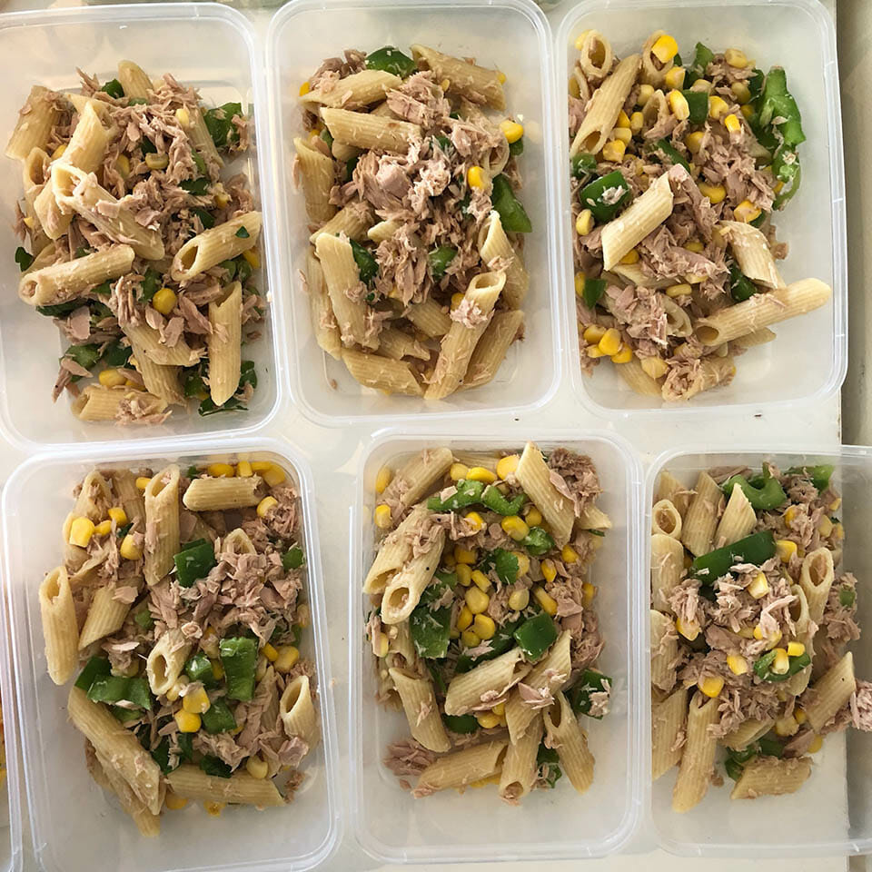 Sascha meal prep motivation budget Tuna and Corn Pasta Salad