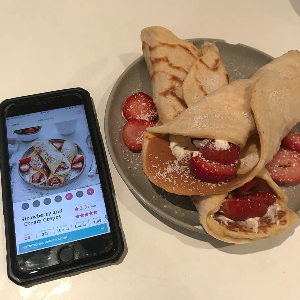 Strawberry and Cream Crepes sascha meal prep motivation budget