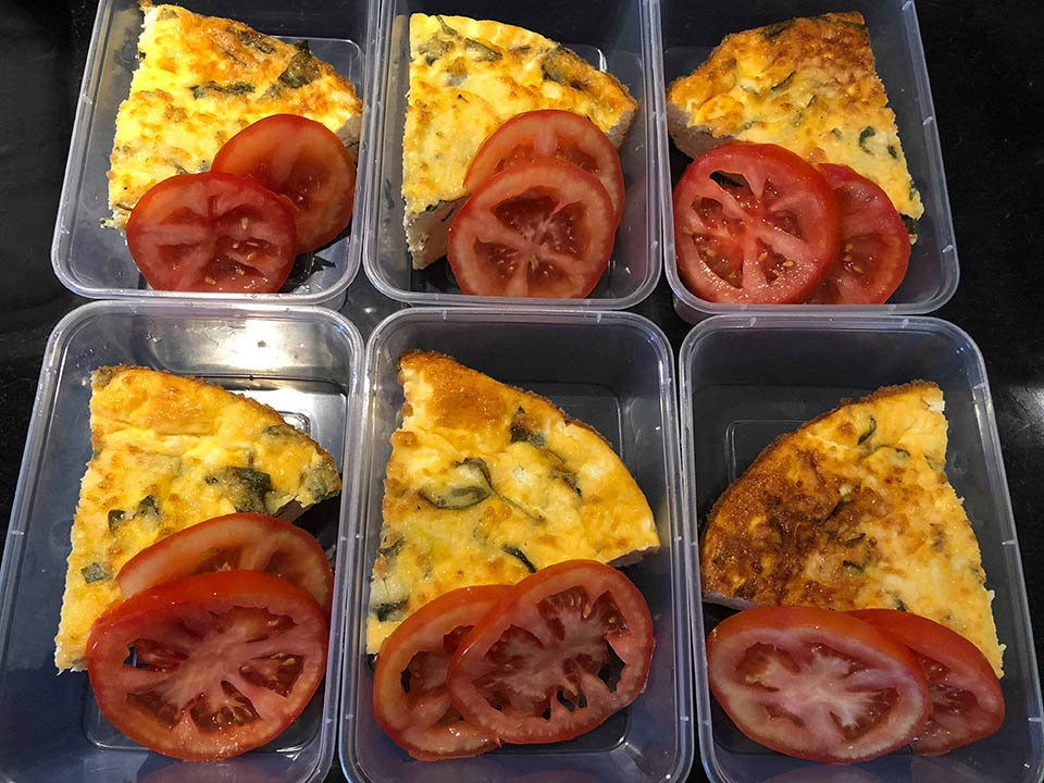 kaitie meal prep budget tomato and basil frittata