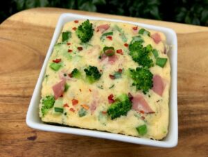 5 minute microwave ham and cheese quiche