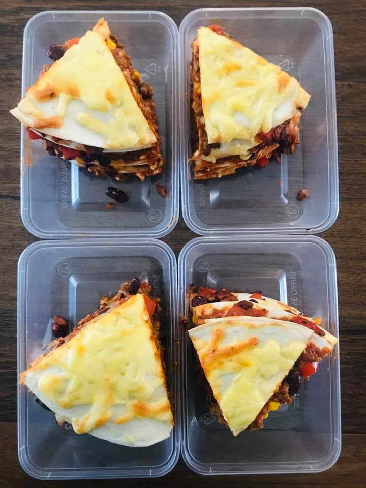 Beth Azzopardi meal prep mexican lasagne containers