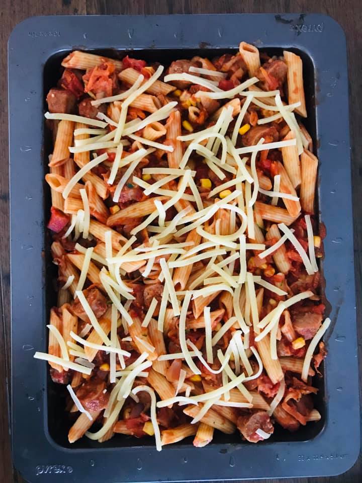 Beth Azzopardi meal prep sausage veggie pasta bake