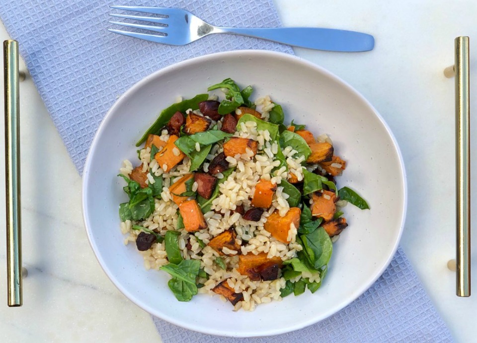 Chorizo and Sweet Potato Rice Salad