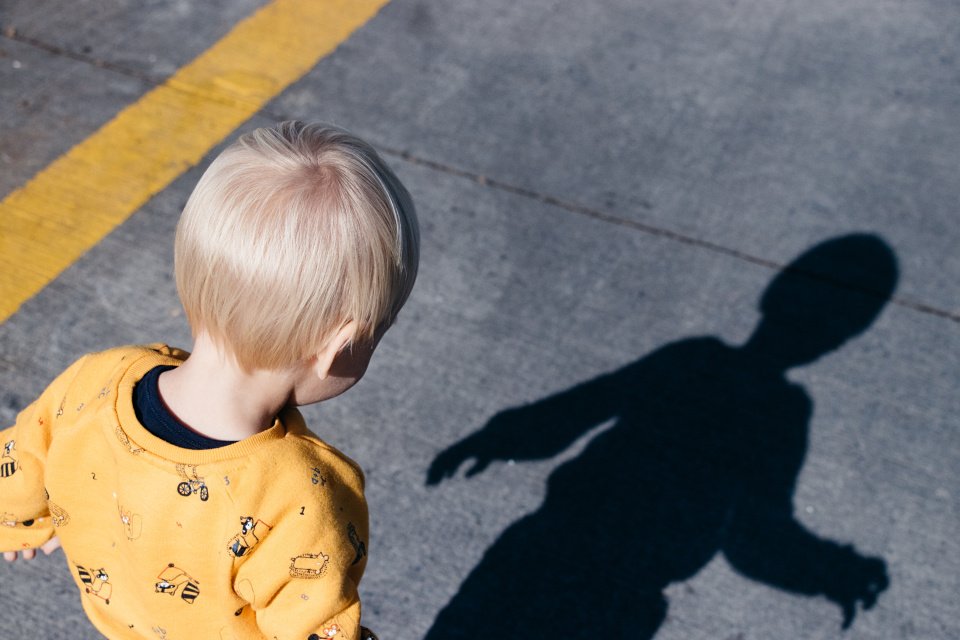 child crossing road