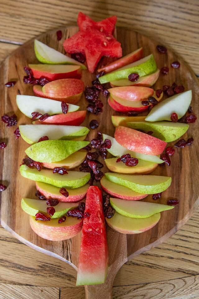 Christmas tree apple and pear platter