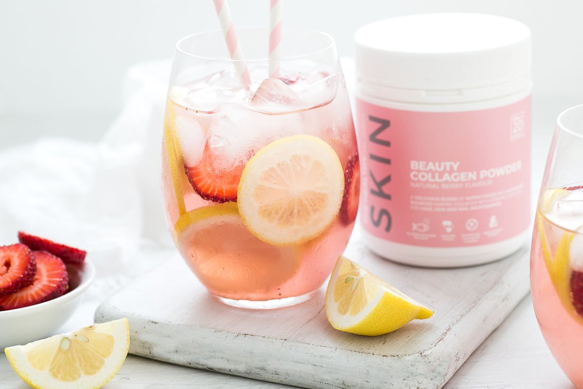 Lemon and Strawberry Collagen Sparkler