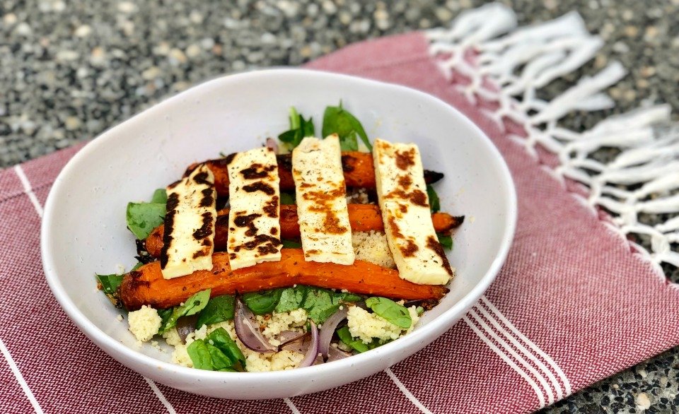 Roasted Carrot and Haloumi Couscous Salad