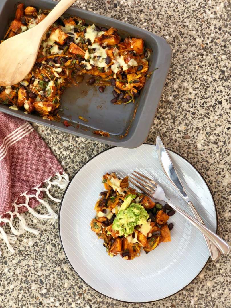 Mexican Style Sweet Potato and Black Bean Bake