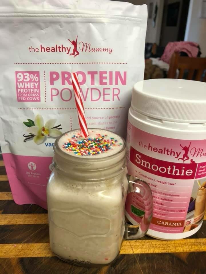 Sam Stevenson protein powder caramel smoothie