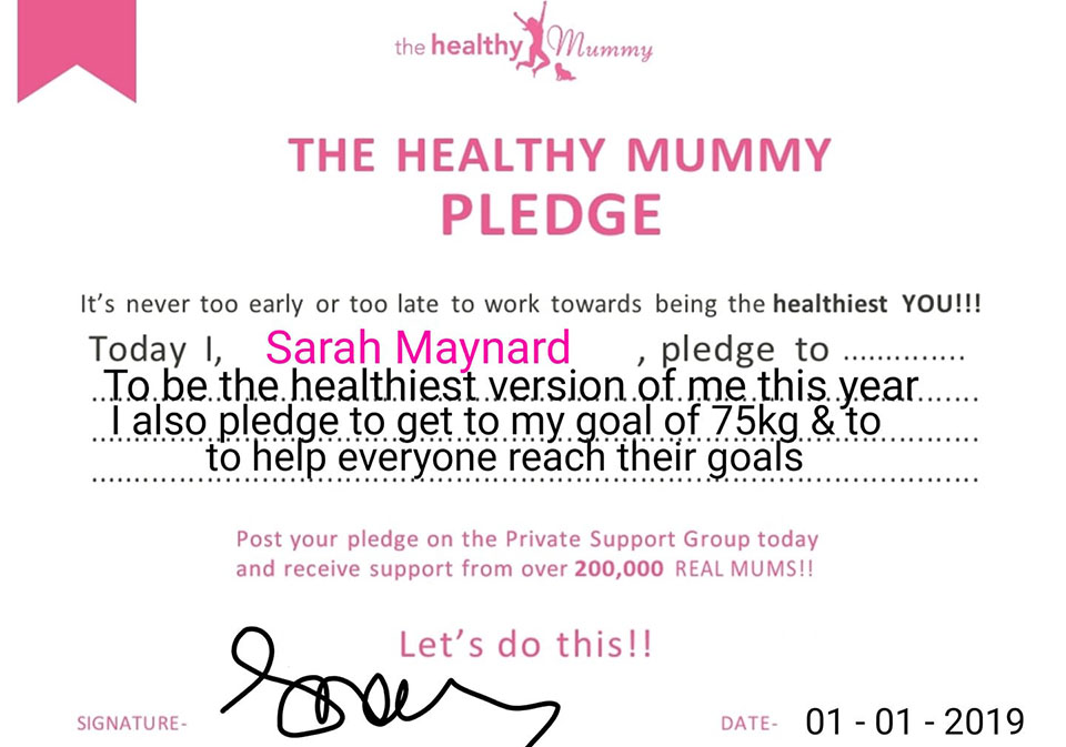 Sarah shares her 2019 Healthy Mummy Pledge