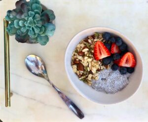 Coconut Chia Seed Pudding with Almond Maple Granola