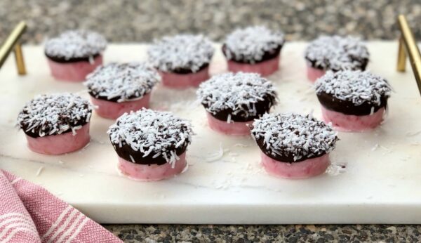 Choc Strawberry & Coconut Frozen Yoghurt Bites