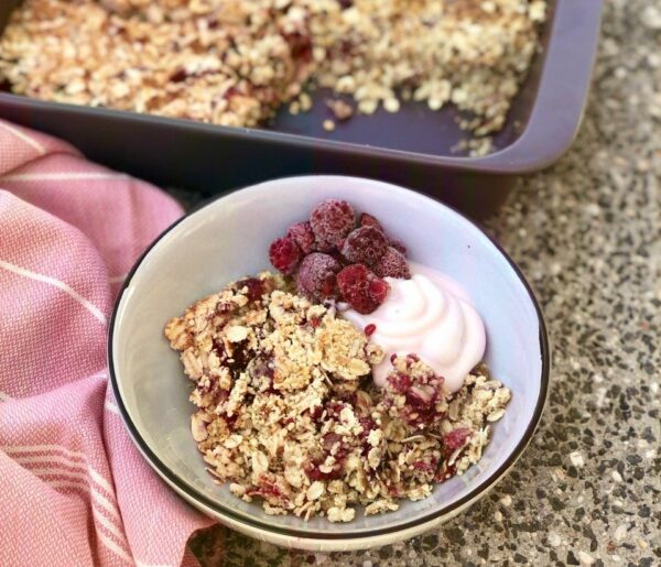 Raspberry Granola Breakfast Bake