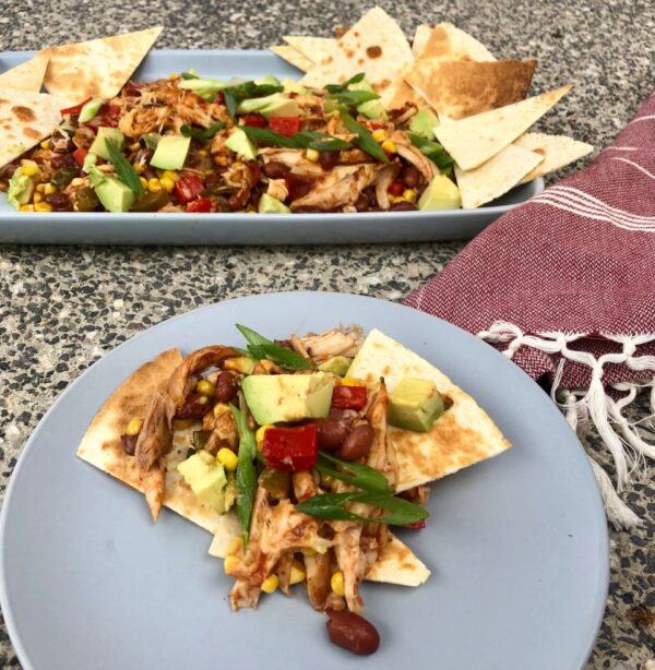 Loaded Shredded Chicken Pitta Bread Nachos