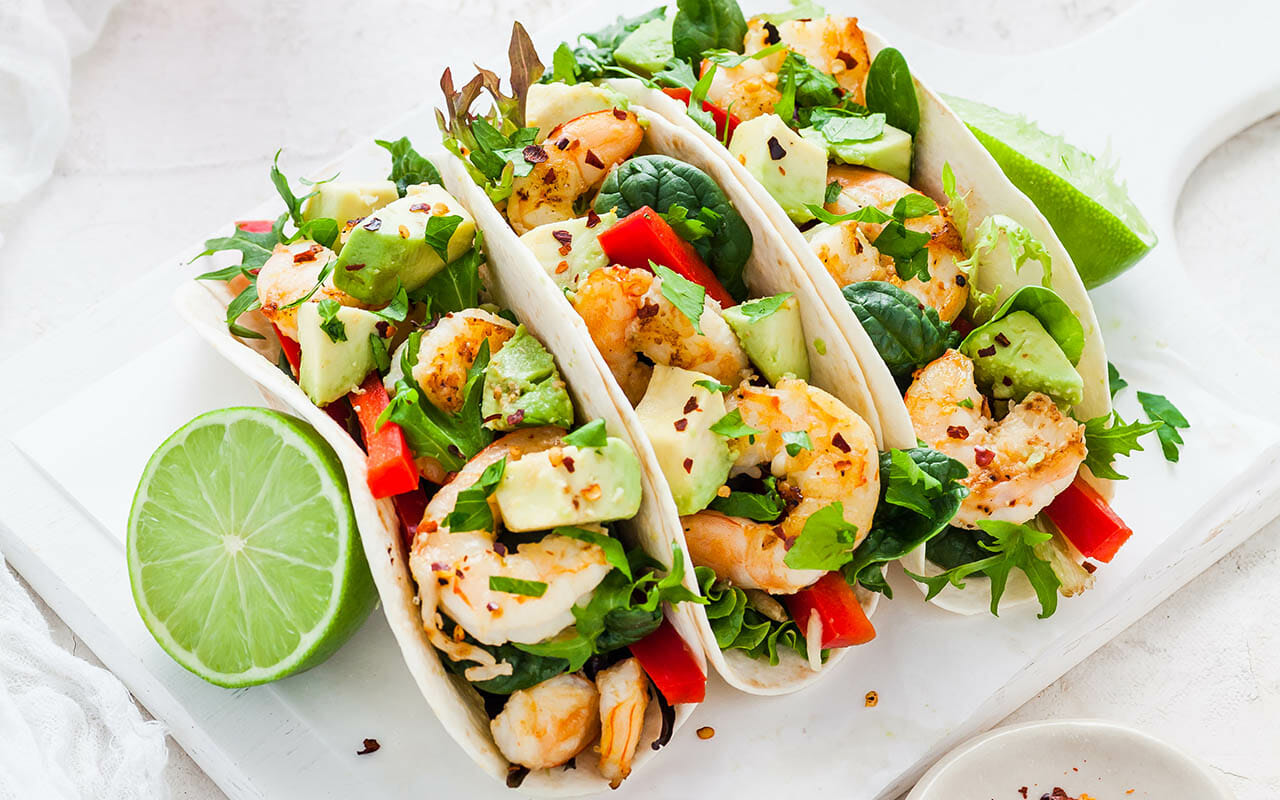 15 Minute Spicy Prawn Coriander Soft Tacos Recipe