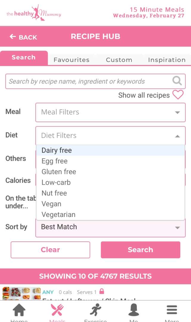 Vegan-recipe-seach-on-Healthy-Mummy-App