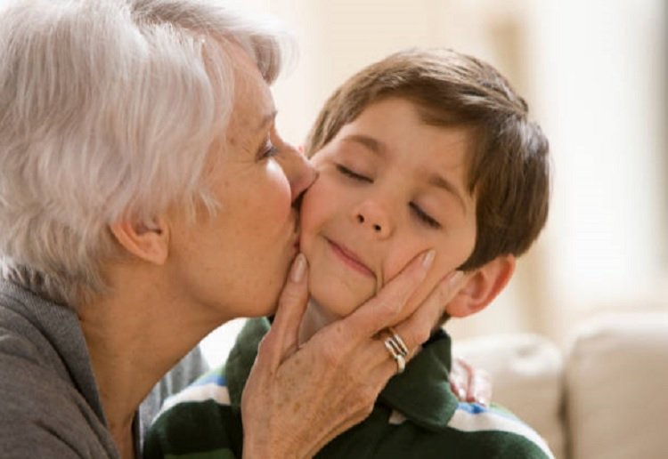 gran kissing grandson