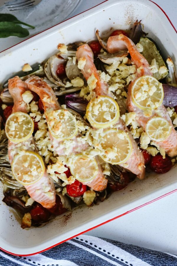 Super Easy Salmon Tray Bake