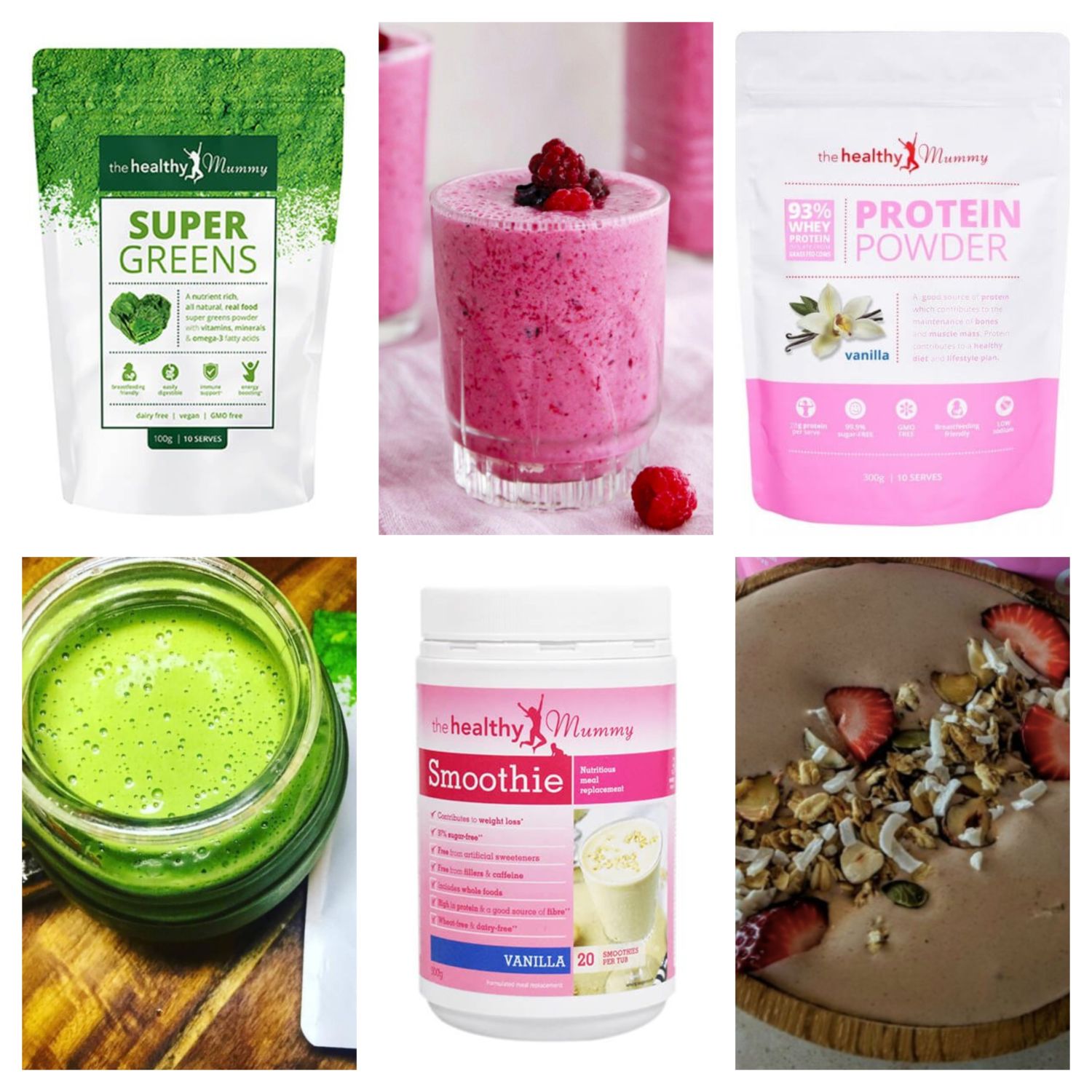 healthy mummy smoothies, super greens, protein powder