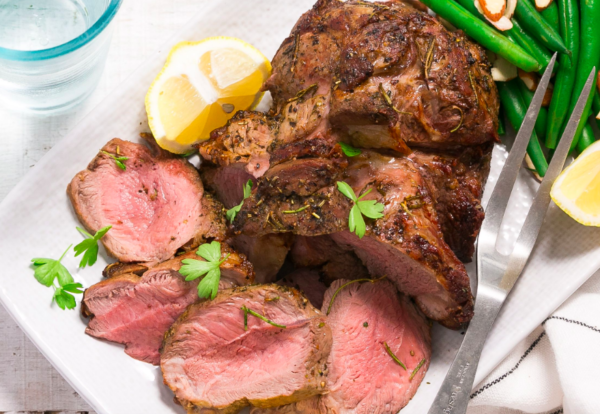 Perfectly Cooked Air Fryer Roast Lamb & Lemon Greens