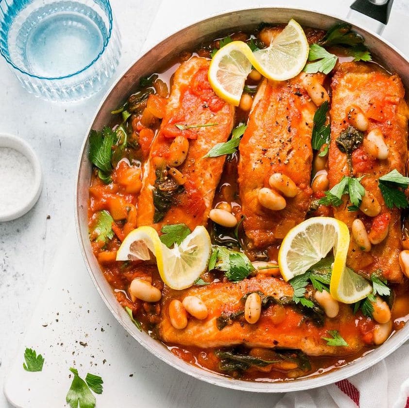 Salmon Tomato & Cannellini Beans Recipe Salmon Tomato & Cannellini Beans Recipe