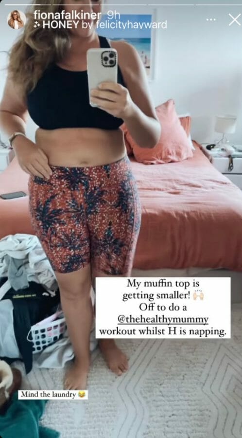 Fiona Falkiner shares weight loss progress: 'My muffin top is getting smaller'