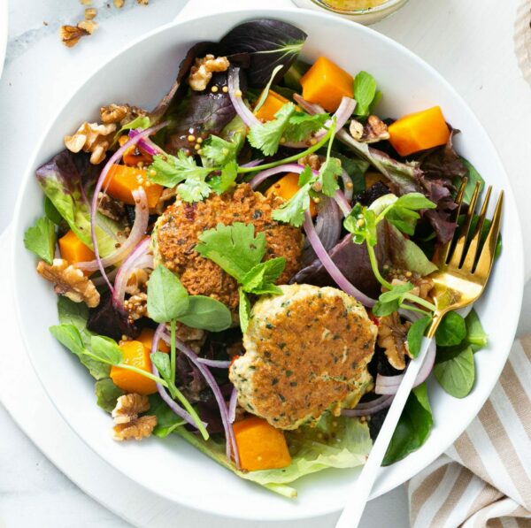 Healthy Herbed Chicken Rissoles and Beetroot Salad