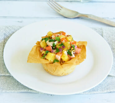 Prawn and Mango Filo Cups