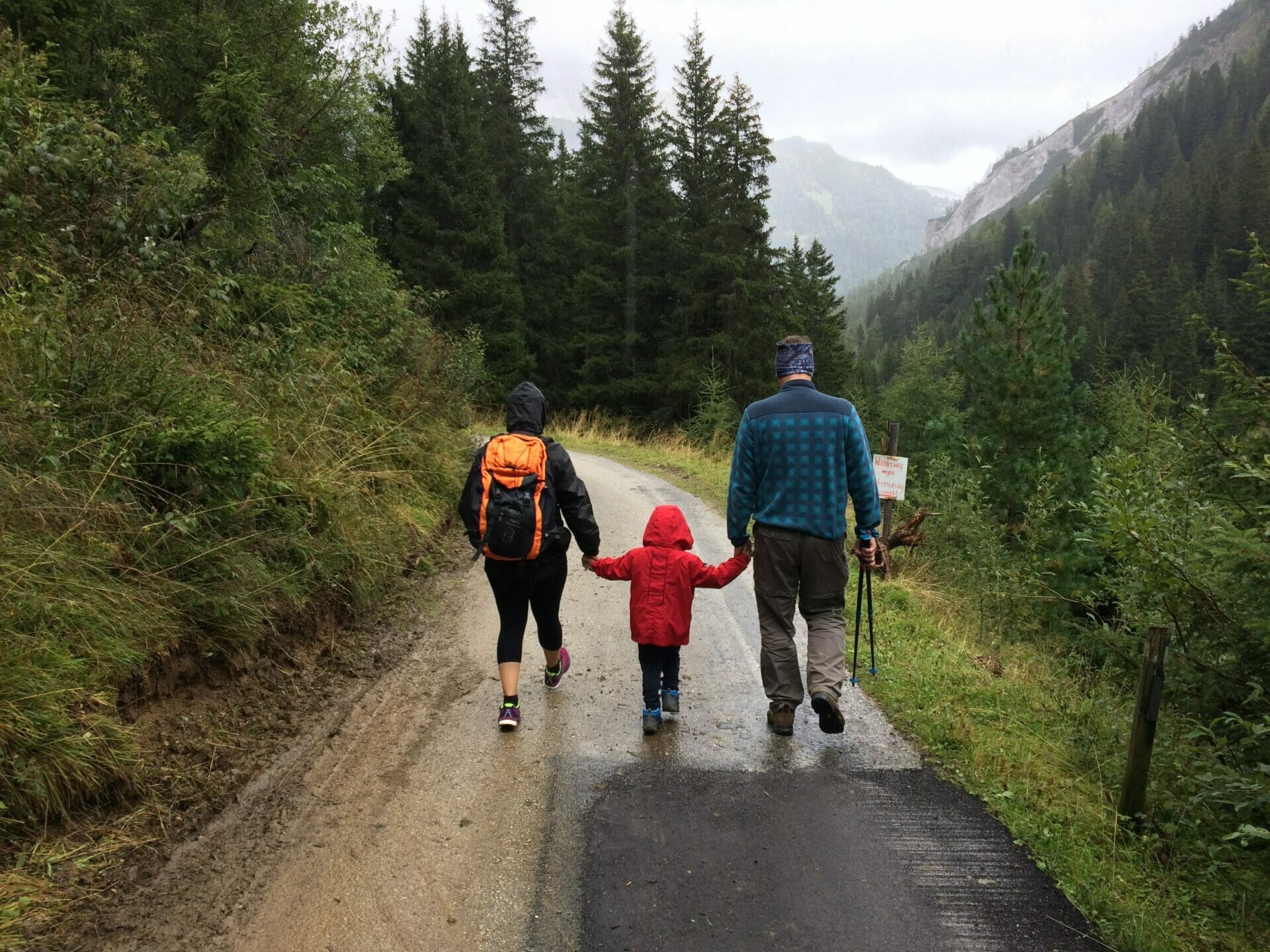 Family hiking managing stress