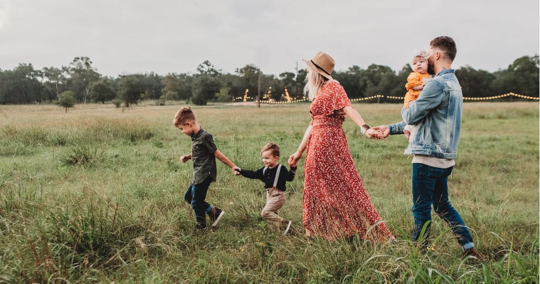 family hiking managing stress